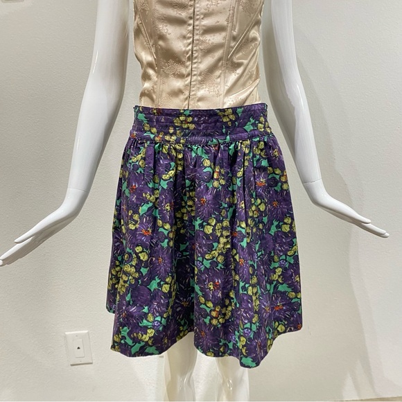 J. Crew Elsie Full Skirt in Purple Multi-Color Nightfall Floral Pattern Size 6 - Picture 2 of 13